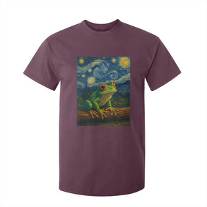 Funny Frog T Shirt For Kid Van Gogh Style Starry Night TS12 Maroon Print Your Wear