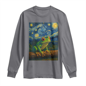 Funny Frog Long Sleeve Shirt Van Gogh Style Starry Night TS12 Charcoal Print Your Wear