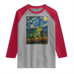 Funny Frog Raglan Shirt Van Gogh Style Starry Night TS12 Sport Gray Red Print Your Wear