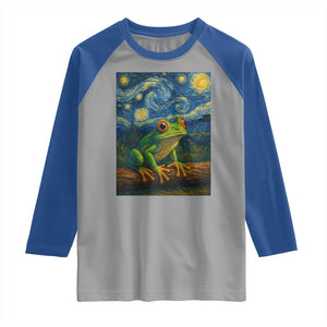 Funny Frog Raglan Shirt Van Gogh Style Starry Night TS12 Sport Gray Royal Print Your Wear