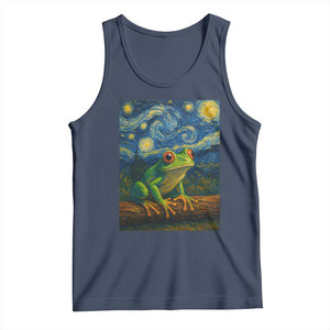 Funny Frog Tank Top Van Gogh Style Starry Night TS12 Navy Print Your Wear