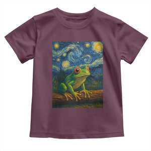 Funny Frog Toddler T Shirt Van Gogh Style Starry Night TS12 Maroon Print Your Wear
