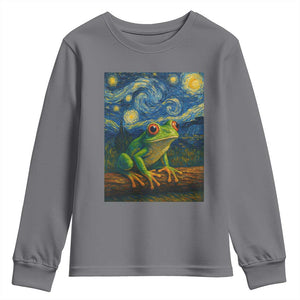 Funny Frog Youth Sweatshirt Van Gogh Style Starry Night TS12 Charcoal Print Your Wear