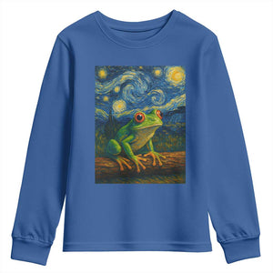 Funny Frog Youth Sweatshirt Van Gogh Style Starry Night TS12 Royal Blue Print Your Wear
