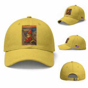 Funny Frog Baseball Cap Playing Guitar Van Gogh Starry Night Art Parody TS12 Baseball Cap Universal Fit Yellow Print Your Wear