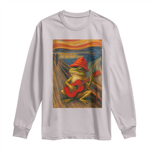 Funny Frog Long Sleeve Shirt Playing Guitar Van Gogh Starry Night Art Parody TS12 Ice Gray Print Your Wear