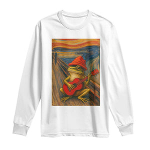 Funny Frog Long Sleeve Shirt Playing Guitar Van Gogh Starry Night Art Parody TS12 White Print Your Wear