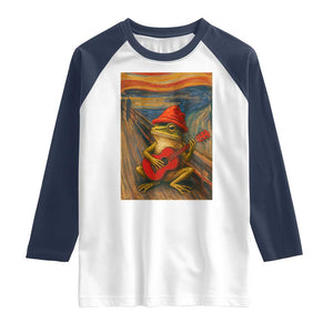 Funny Frog Raglan Shirt Playing Guitar Van Gogh Starry Night Art Parody TS12 White Navy Print Your Wear