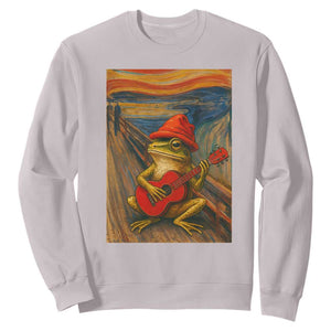 Funny Frog Sweatshirt Playing Guitar Van Gogh Starry Night Art Parody TS12 Ice Gray Print Your Wear