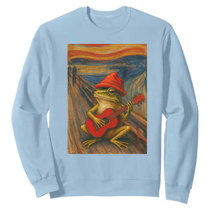 Funny Frog Sweatshirt Playing Guitar Van Gogh Starry Night Art Parody TS12 Light Blue Print Your Wear