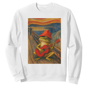 Funny Frog Sweatshirt Playing Guitar Van Gogh Starry Night Art Parody TS12 White Print Your Wear