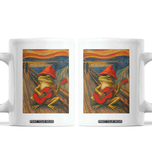 Funny Frog Coffee Mug Playing Guitar Van Gogh Starry Night Art Parody TS12 White Print Your Wear