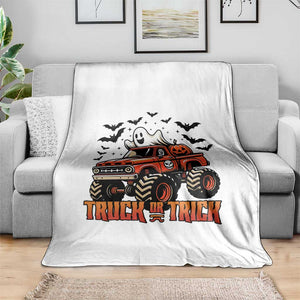Truck Or Treat Ghost Racing Throw Blanket Funny Halloween Monster Truck Lover TS12 Print Your Wear