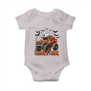 Truck Or Treat Ghost Racing Baby Onesie Funny Halloween Monster Truck Lover TS12 Ice Gray Print Your Wear