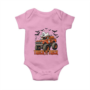 Truck Or Treat Ghost Racing Baby Onesie Funny Halloween Monster Truck Lover TS12 Light Pink Print Your Wear