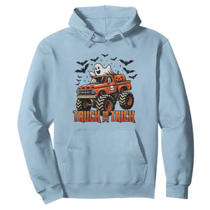 Truck Or Treat Ghost Racing Hoodie Funny Halloween Monster Truck Lover TS12 Light Blue Print Your Wear