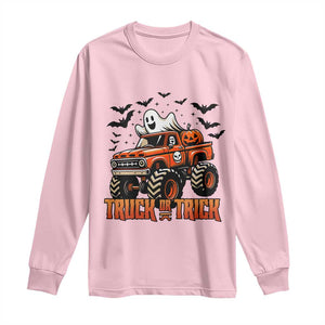 Truck Or Treat Ghost Racing Long Sleeve Shirt Funny Halloween Monster Truck Lover TS12 Light Pink Print Your Wear