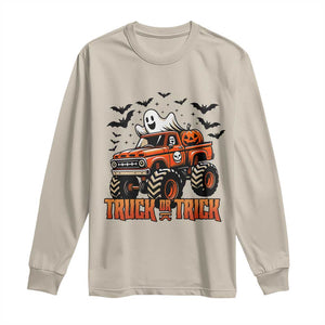 Truck Or Treat Ghost Racing Long Sleeve Shirt Funny Halloween Monster Truck Lover TS12 Sand Print Your Wear