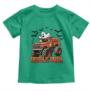Truck Or Treat Ghost Racing Toddler T Shirt Funny Halloween Monster Truck Lover TS12 Irish Green Print Your Wear