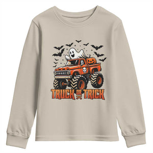 Truck Or Treat Ghost Racing Youth Sweatshirt Funny Halloween Monster Truck Lover TS12 Sand Print Your Wear