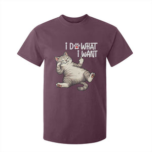 Funny Cat T Shirt For Kid I Do What I Want TS12 Maroon Print Your Wear