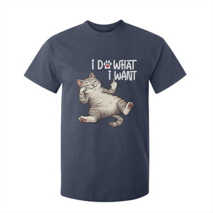 Funny Cat T Shirt For Kid I Do What I Want TS12 Navy Print Your Wear