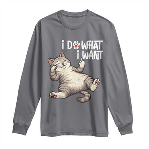 Funny Cat Long Sleeve Shirt I Do What I Want TS12 Charcoal Print Your Wear