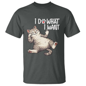 Funny Cat T Shirt I Do What I Want TS12 Dark Heather Print Your Wear
