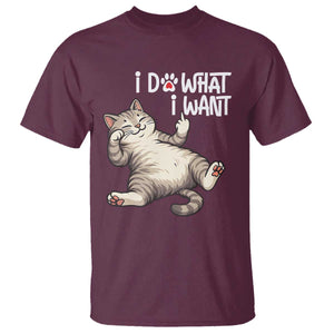 Funny Cat T Shirt I Do What I Want TS12 Maroon Print Your Wear