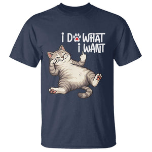 Funny Cat T Shirt I Do What I Want TS12 Navy Print Your Wear