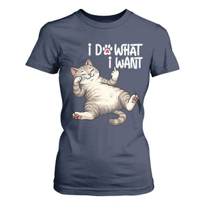 Funny Cat T Shirt For Women I Do What I Want TS12 Navy Print Your Wear