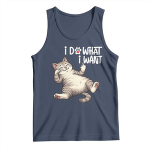 Funny Cat Tank Top I Do What I Want TS12 Navy Print Your Wear