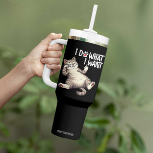 Funny Cat Tumbler With Handle I Do What I Want TS12 Print Your Wear