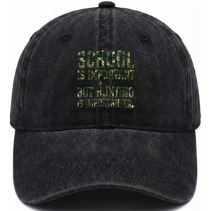 School Is Important But Hunting Is Importanter Washed Cotton Baseball Cap Hunter Life Joke TS12 Washed Cap Universal Fit Black Print Your Wear