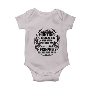 Hunter Fishermen Gifts Baby Onesie Fishing And Hunting Solve My Problems TS12 Ice Gray Print Your Wear