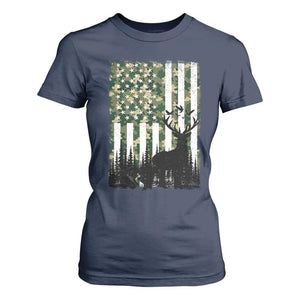 Deer Hunting T Shirt For Women American Flag Camo Gift TS12 Navy Print Your Wear