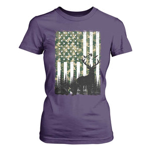 Deer Hunting T Shirt For Women American Flag Camo Gift TS12 Purple Print Your Wear