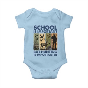 School Is Important But Hunting Is Importanter Baby Onesie Retro Deer Hunting Gift TS12 Light Blue Print Your Wear