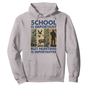 School Is Important But Hunting Is Importanter Hoodie Retro Deer Hunting Gift TS12 Ice Gray Print Your Wear