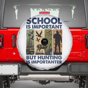 School Is Important But Hunting Is Importanter Spare Tire Cover Retro Deer Hunting Gift TS12 White Print Your Wear