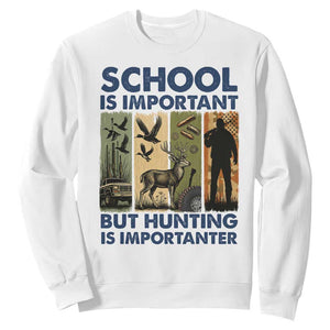 School Is Important But Hunting Is Importanter Sweatshirt Retro Deer Hunting Gift TS12 White Print Your Wear
