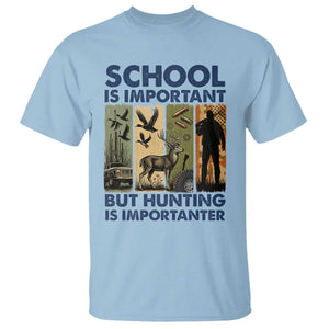 School Is Important But Hunting Is Importanter T Shirt Retro Deer Hunting Gift TS12 Light Blue Print Your Wear