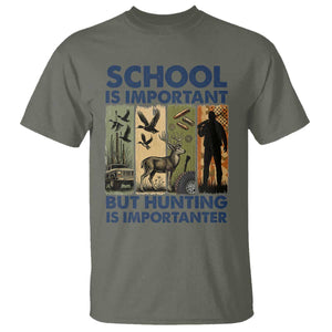 School Is Important But Hunting Is Importanter T Shirt Retro Deer Hunting Gift TS12 Military Green Print Your Wear