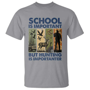School Is Important But Hunting Is Importanter T Shirt Retro Deer Hunting Gift TS12 Sport Gray Print Your Wear