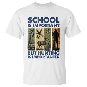 School Is Important But Hunting Is Importanter T Shirt Retro Deer Hunting Gift TS12 White Print Your Wear