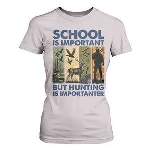 School Is Important But Hunting Is Importanter T Shirt For Women Retro Deer Hunting Gift TS12 Ice Gray Print Your Wear