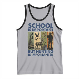 School Is Important But Hunting Is Importanter Tank Top Retro Deer Hunting Gift TS12 Athletic Heather Black Print Your Wear