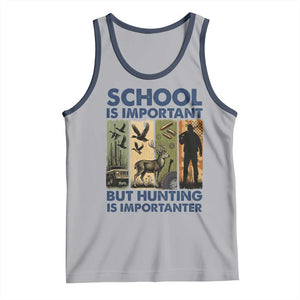 School Is Important But Hunting Is Importanter Tank Top Retro Deer Hunting Gift TS12 Athletic Heather Navy Print Your Wear
