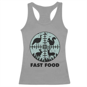Funny Hunter Joke Racerback Tank Top Hunting Fast Food Animals TS12 Sport Gray Print Your Wear