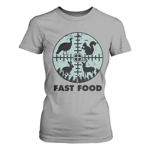 Funny Hunter Joke T Shirt For Women Hunting Fast Food Animals TS12 Sport Gray Print Your Wear